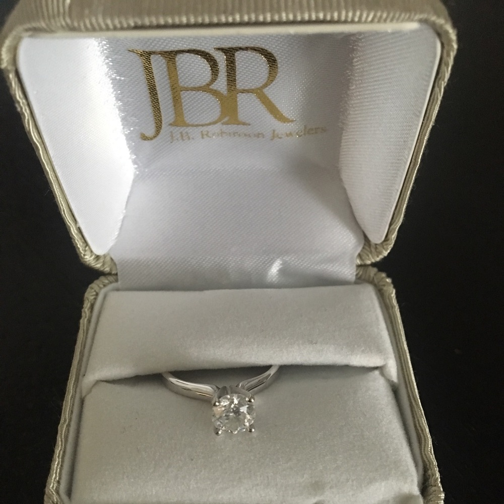 Diamond solitaire white gold 14k ring